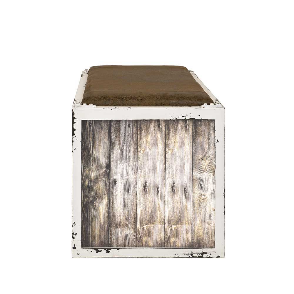 Dielenbank Naomi im Shabby Chic Design in Weiß und Braun