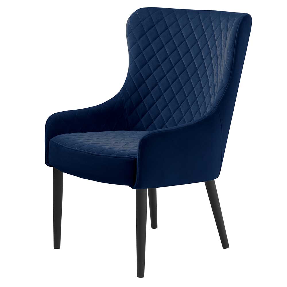 Lounge Sessel Almaron in Blau Samt im Vintage Design