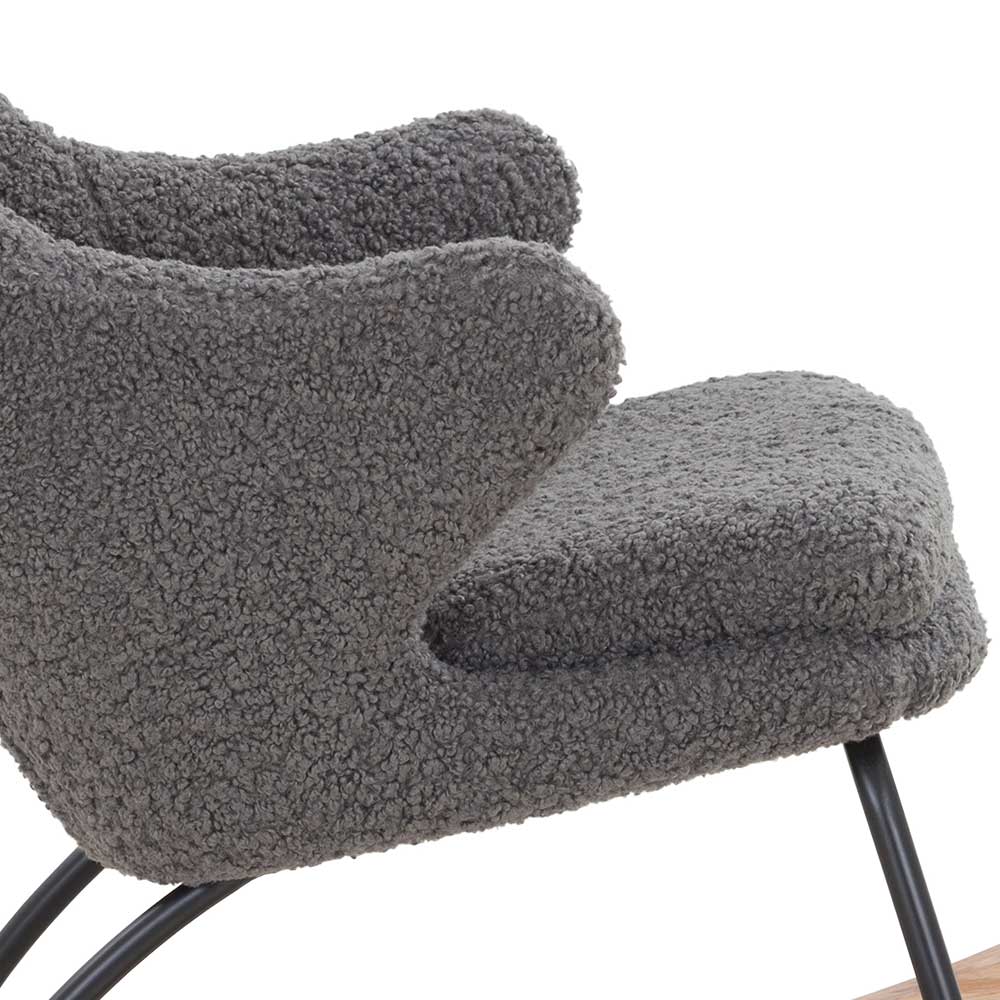 Plüsch Schaukelstuhl Jilamenda im Skandi Design in Grau