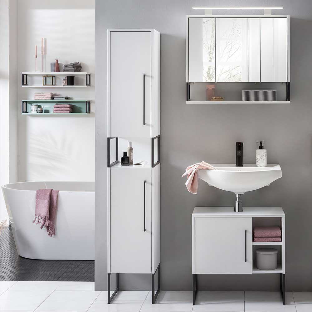 Möbel Kombination Kirnas in Weiß und Anthrazit für Badezimmer (dreiteilig)
