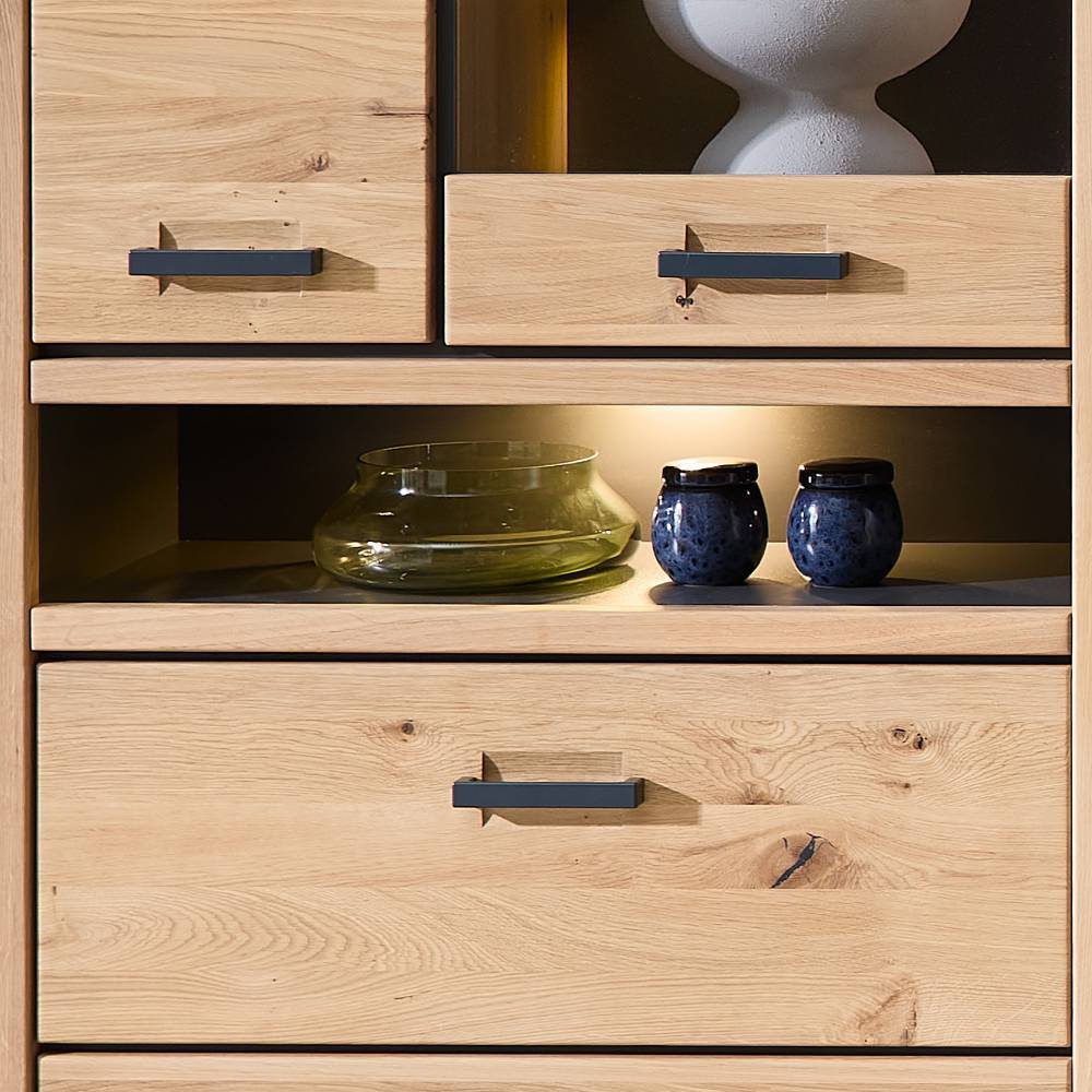 Vitrinenschrank Tablonero in Wildeichefarben 204 cm hoch