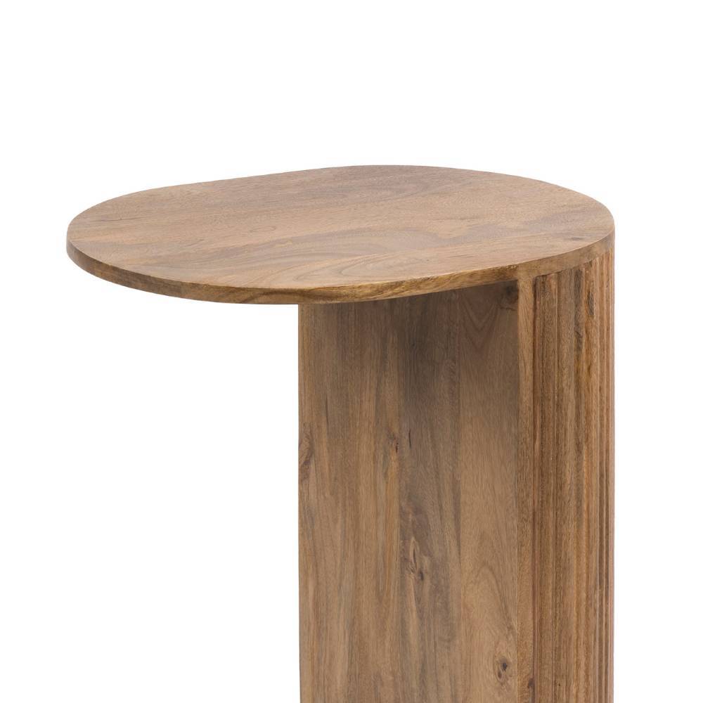 Beistelltisch Sofa Sarojasia mit C Fußgestell und Massivholz Oberfläche