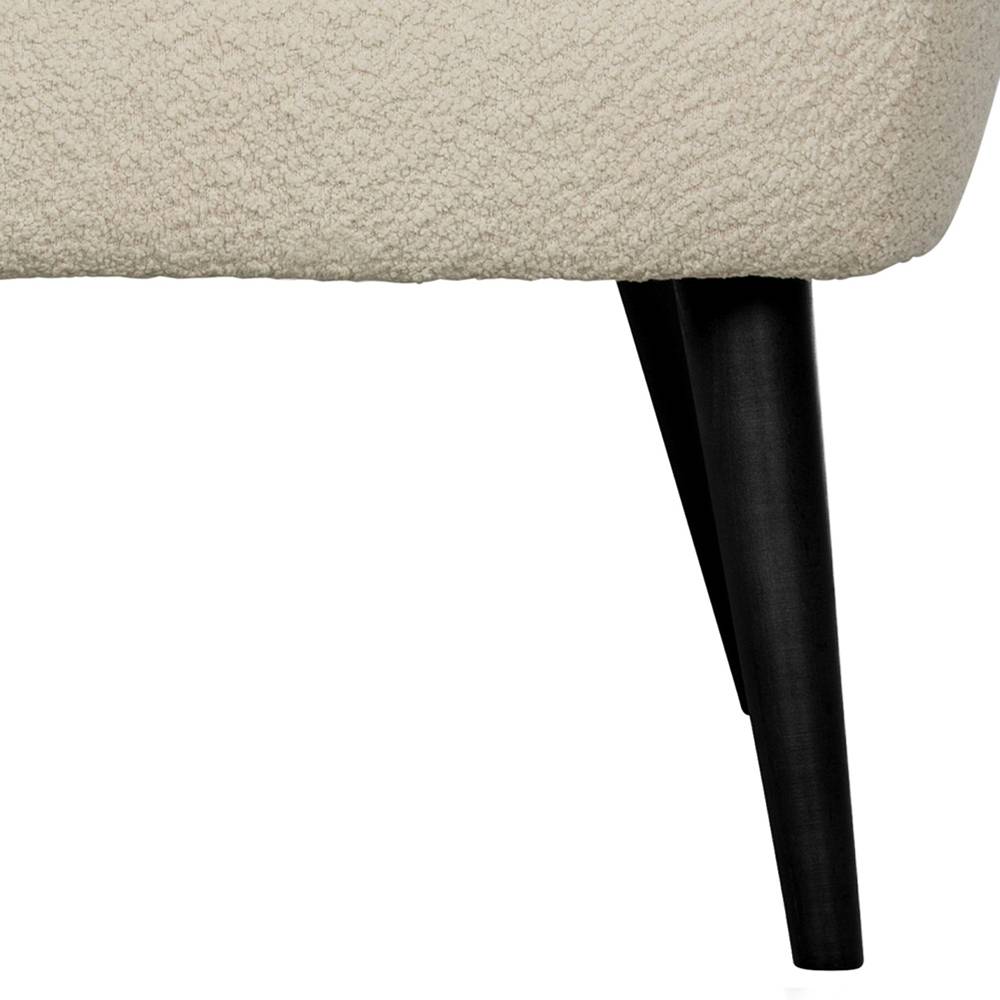 Boucle Zweisitzer Sofa Pididos in Cremefarben mit Vierfußgestell aus Holz