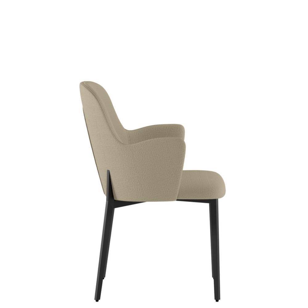 Esszimmerarmlehnstuhl Adamsaq in Beige aus Strukturstoff (4er Set)
