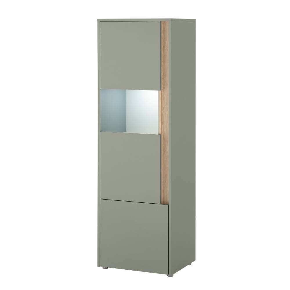 Wohnzimmer Anbauwand Ulfava in Graugrün und Eichefarben (vierteilig)