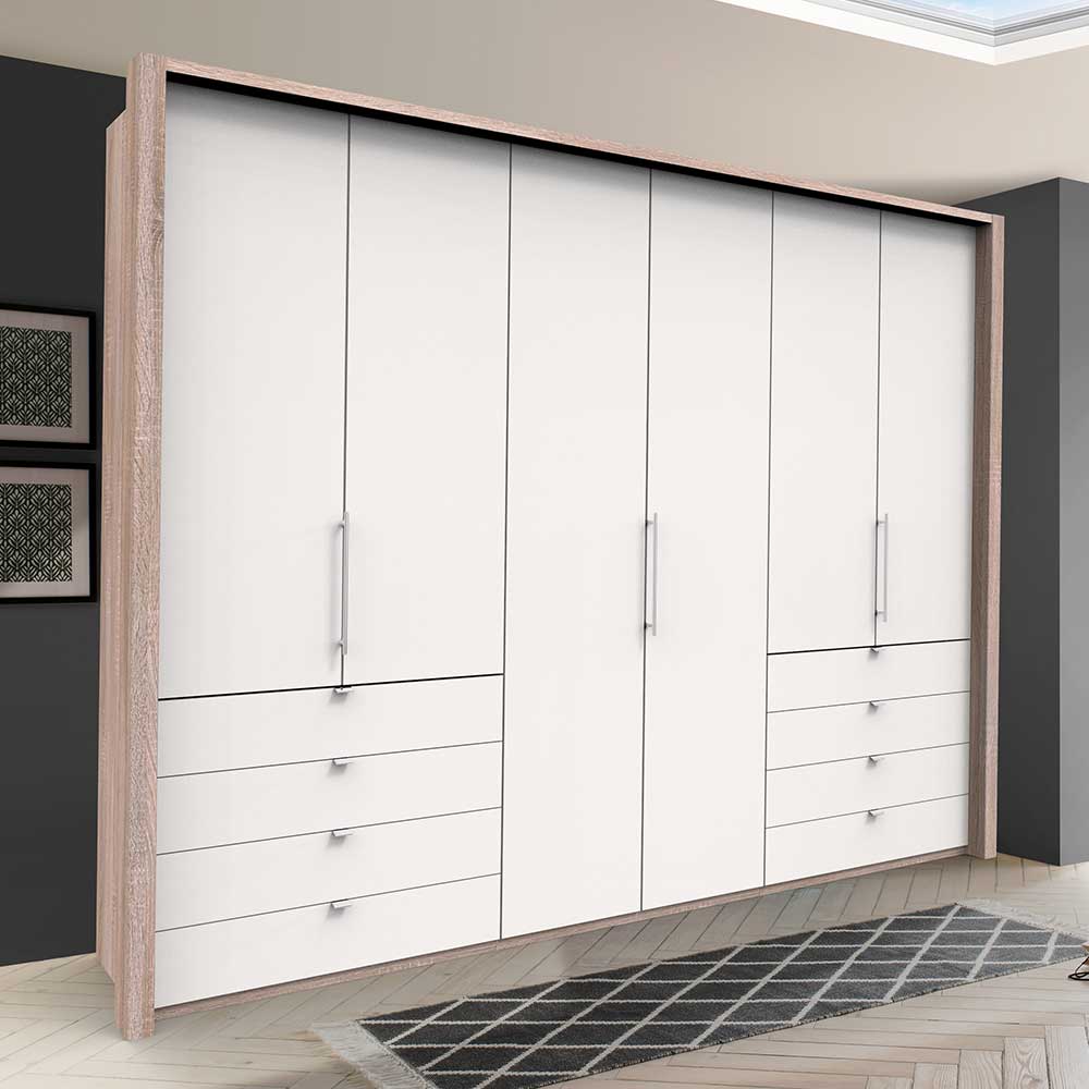 Großer Schlafzimmerschrank Lolyana mit Falttüren und Schubkästen