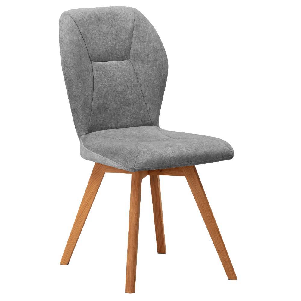 Küchenstuhl Kety in Grau mit Gestell aus Massivholz (2er Set)