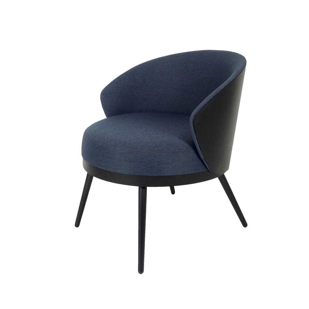 Retro Sessel Coridar in Blau und Schwarz 70 cm hoch