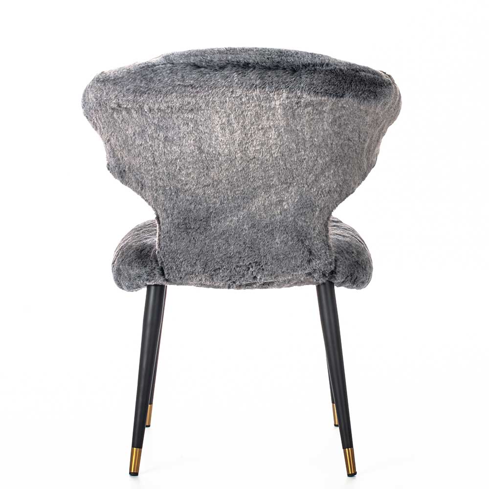 Design Stuhl Zlatan in Grau aus Kunstfell