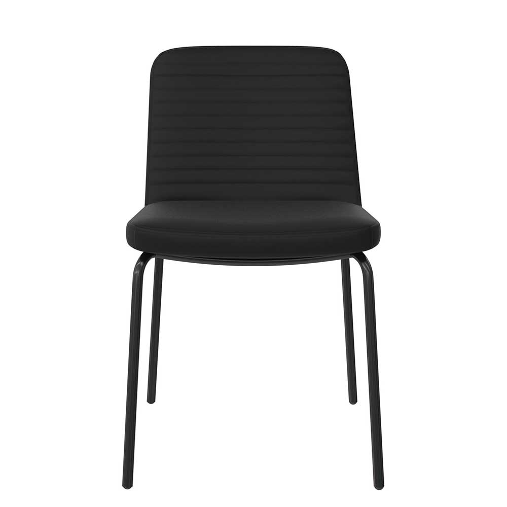 Esstisch Stühle Sealand in Schwarz aus Kunstleder und Metall (2er Set)