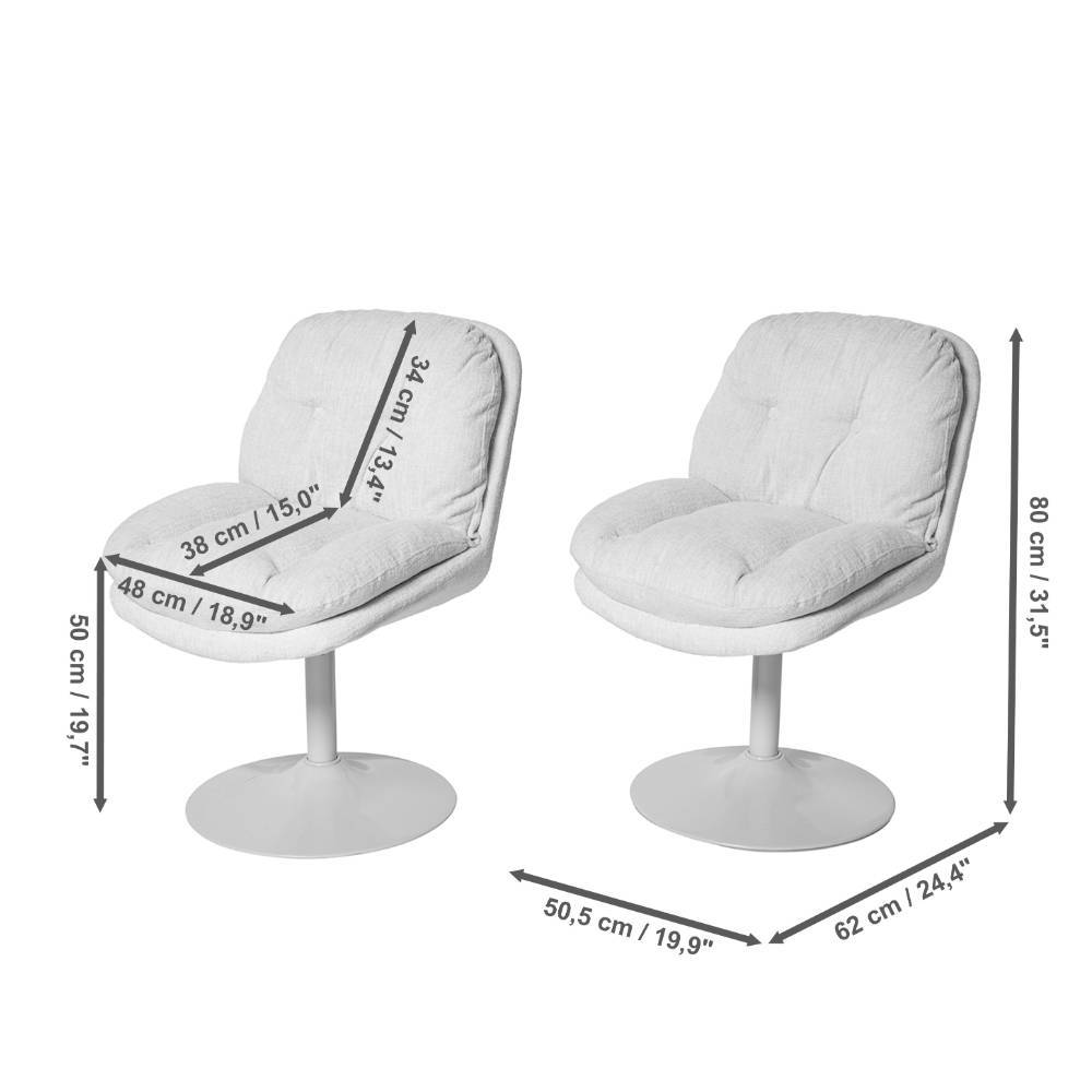 Lounge Stühle Hodossa in Offwhite um 360 Grad drehbar (2er Set)
