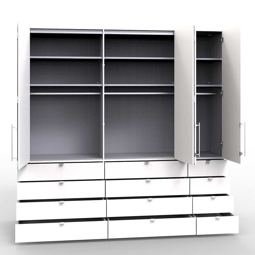 Moderner Falttürenschrank Grinzia in Weiß Glas beschichtet