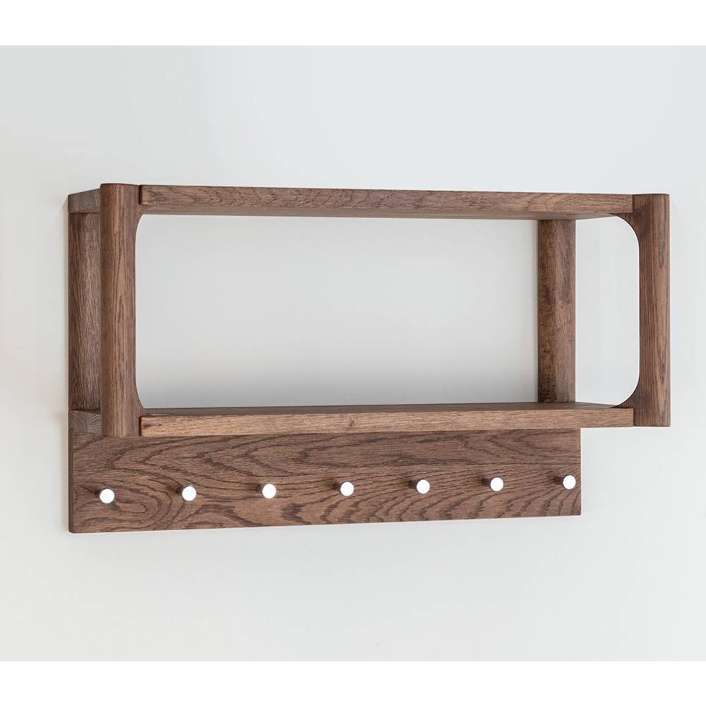 Wandgarderobe Sona in Eiche Tabacco mit Hutablage aus Holz