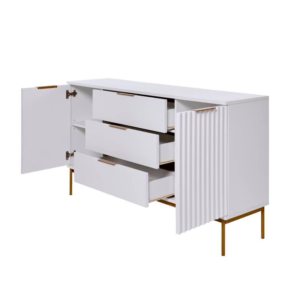 Sideboard Bryan in Weiß mit Vierfußgestell aus Metall