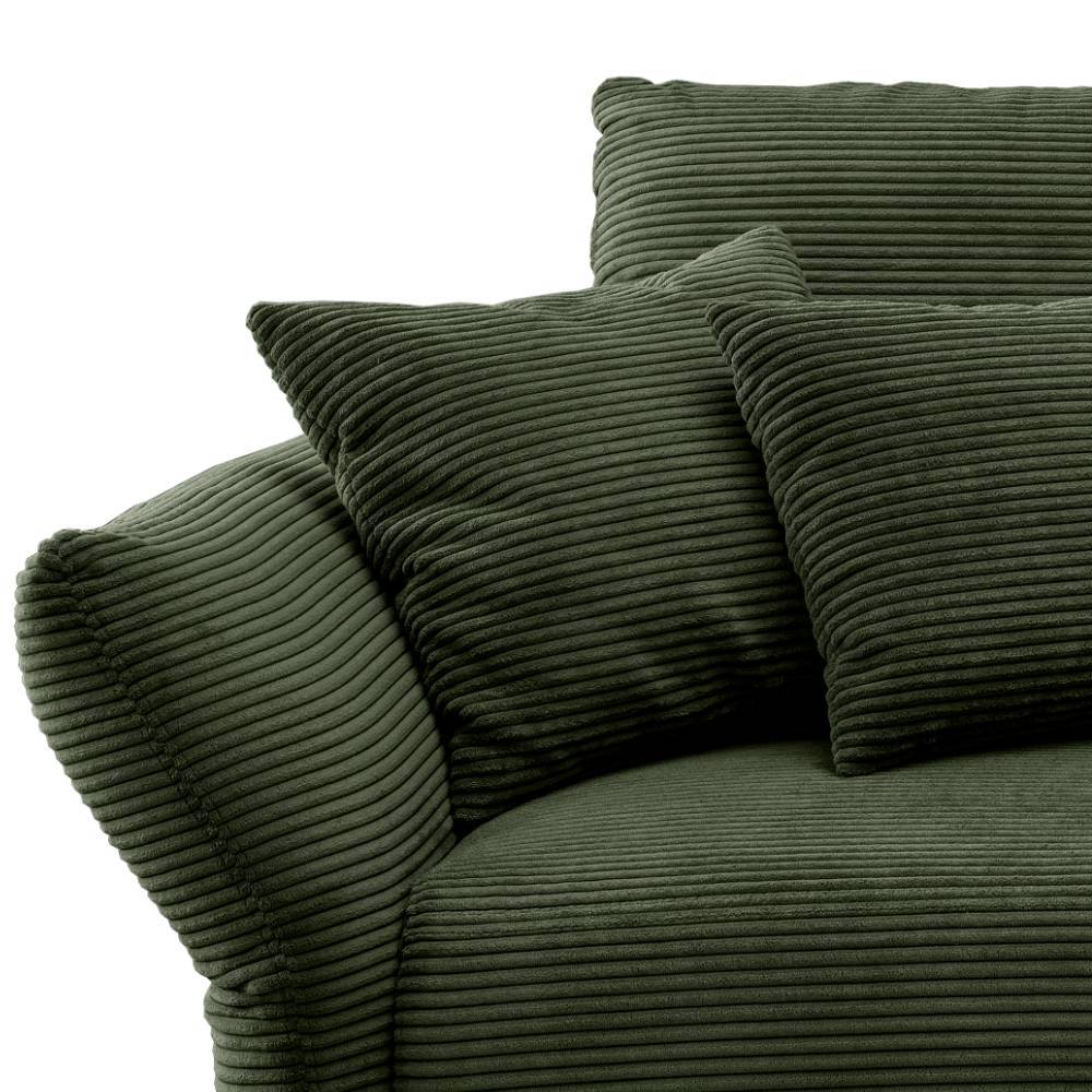 Zweisitzer Sofa Banda aus Cord in Dunkelgrün