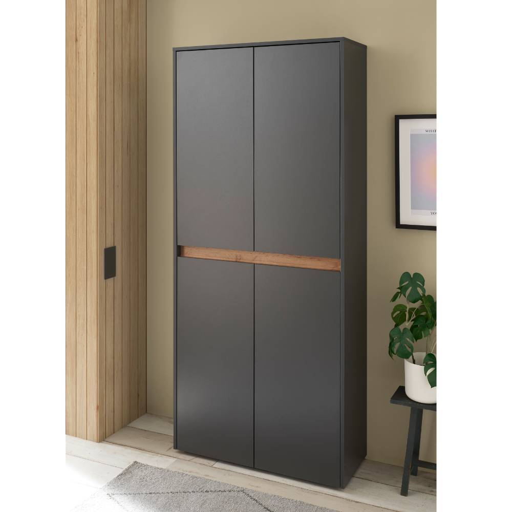 Garderobenschuhschrank Uzniana in Anthrazit 195 cm hoch