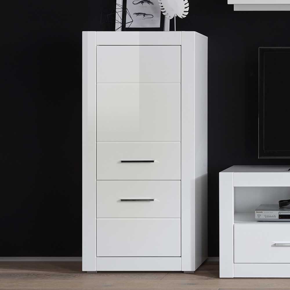 Kleines Highboard Triango in Weiß Hochglanz 65 cm breit