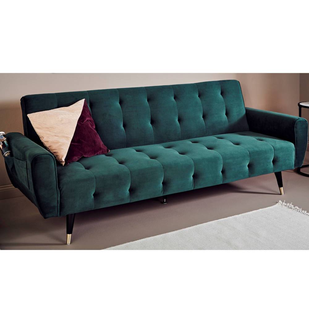 Retrosofa Glamour aus Samt mit Schlaffunktion