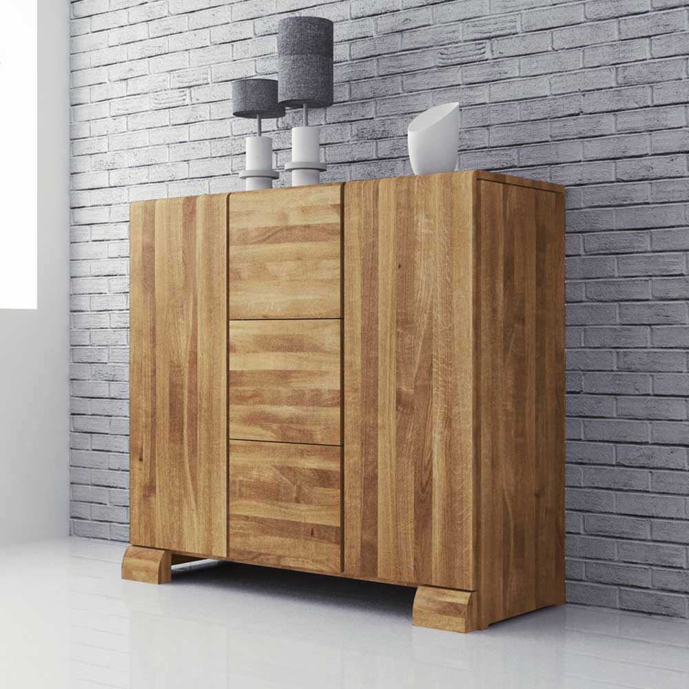 Massivholz Sideboard Sascora aus Wildeiche geölt 120 cm Landhaus