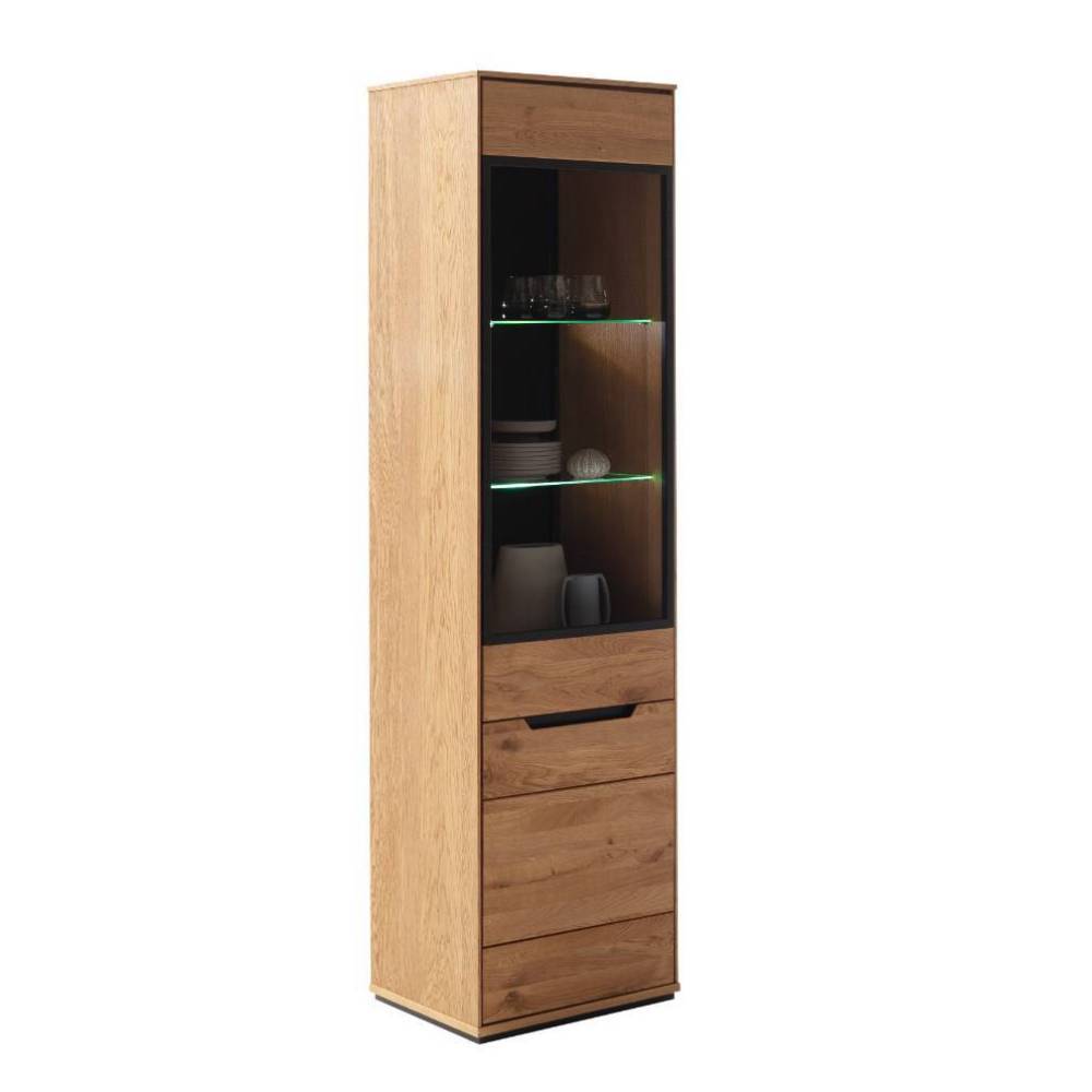 Stauraumvitrine Sisam in Wildeichefarben 196 cm hoch