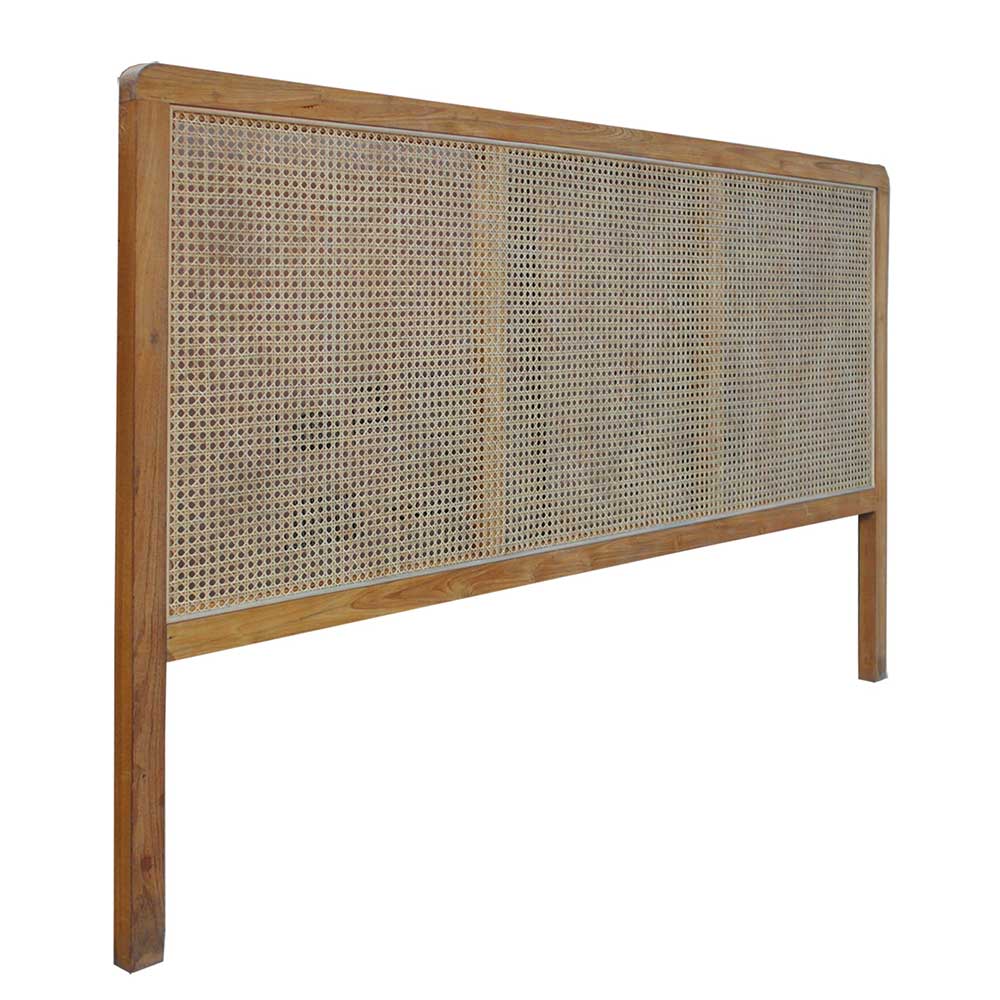 Geflecht Bett Kopfteil Koropi aus Rattan und Teak Massivholz