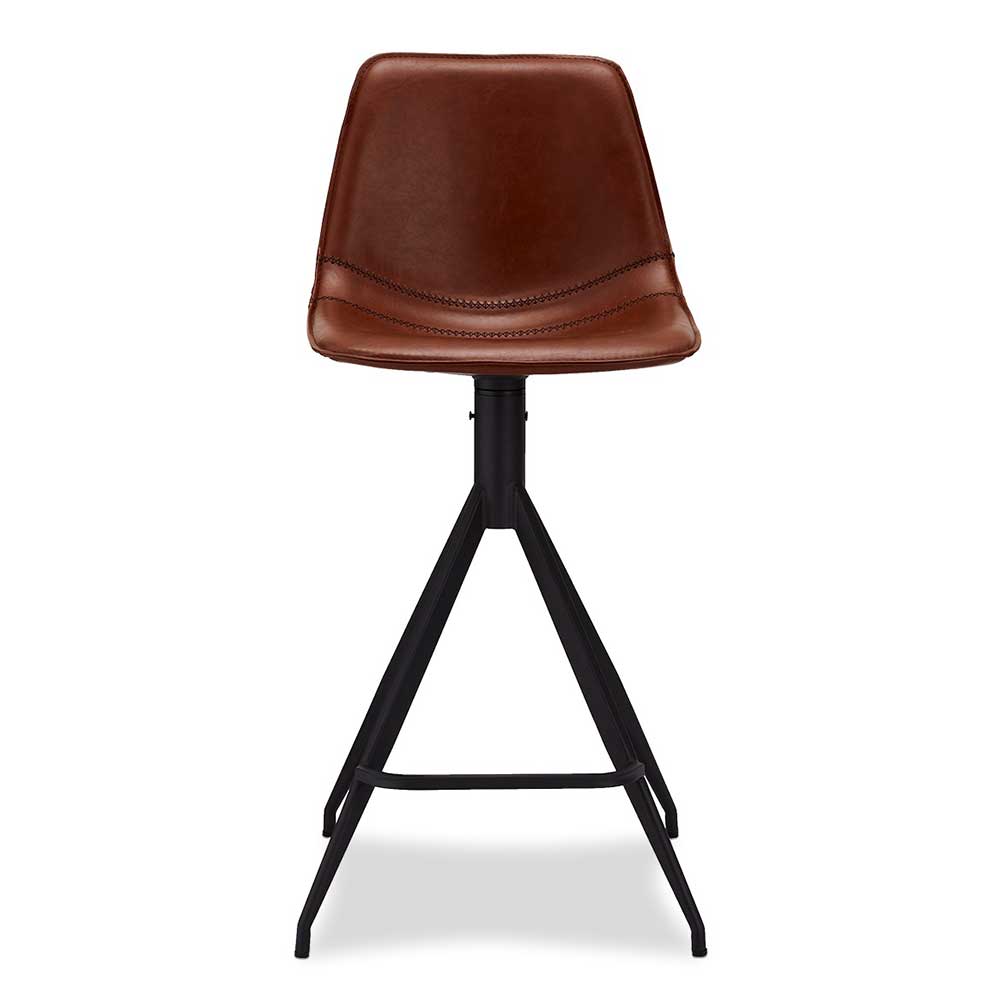 Barstühle Javirella in Cognac Braun Kunstleder drehbar (2er Set)