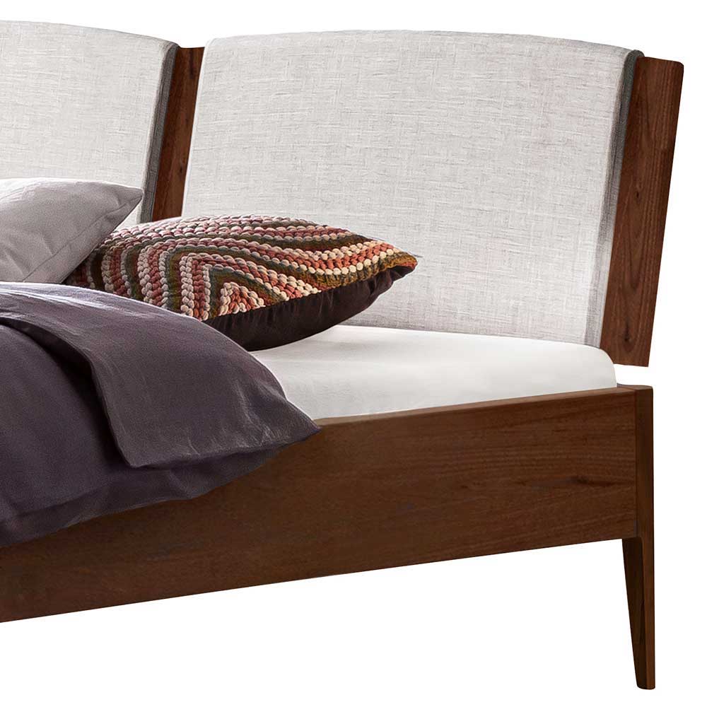 Massivholz Bett Nussbaum Lactona mit Kopfteil Polstern 38 cm Einstiegshöhe