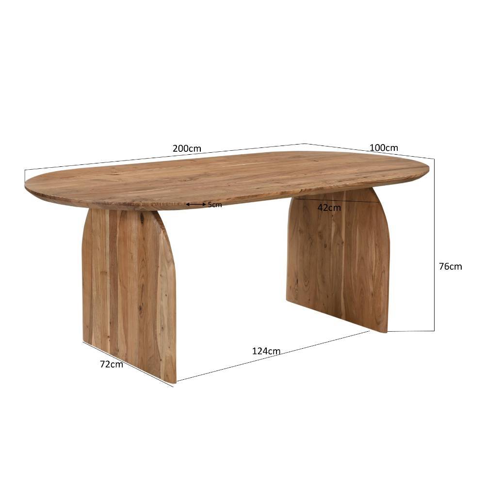 Massivtisch Troyesa in ovaler Form aus Akazie Massivholz