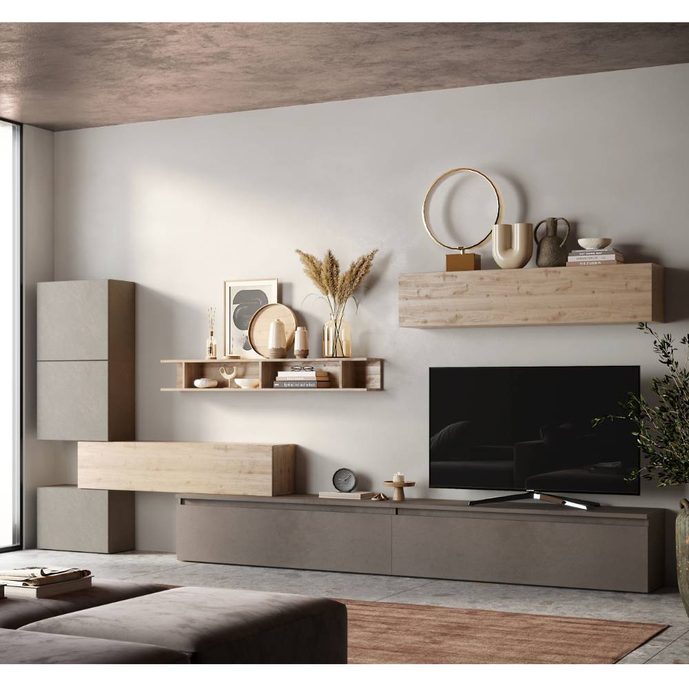 TV Wohnwand Sombrero in modernem Design 375 cm breit (achtteilig)