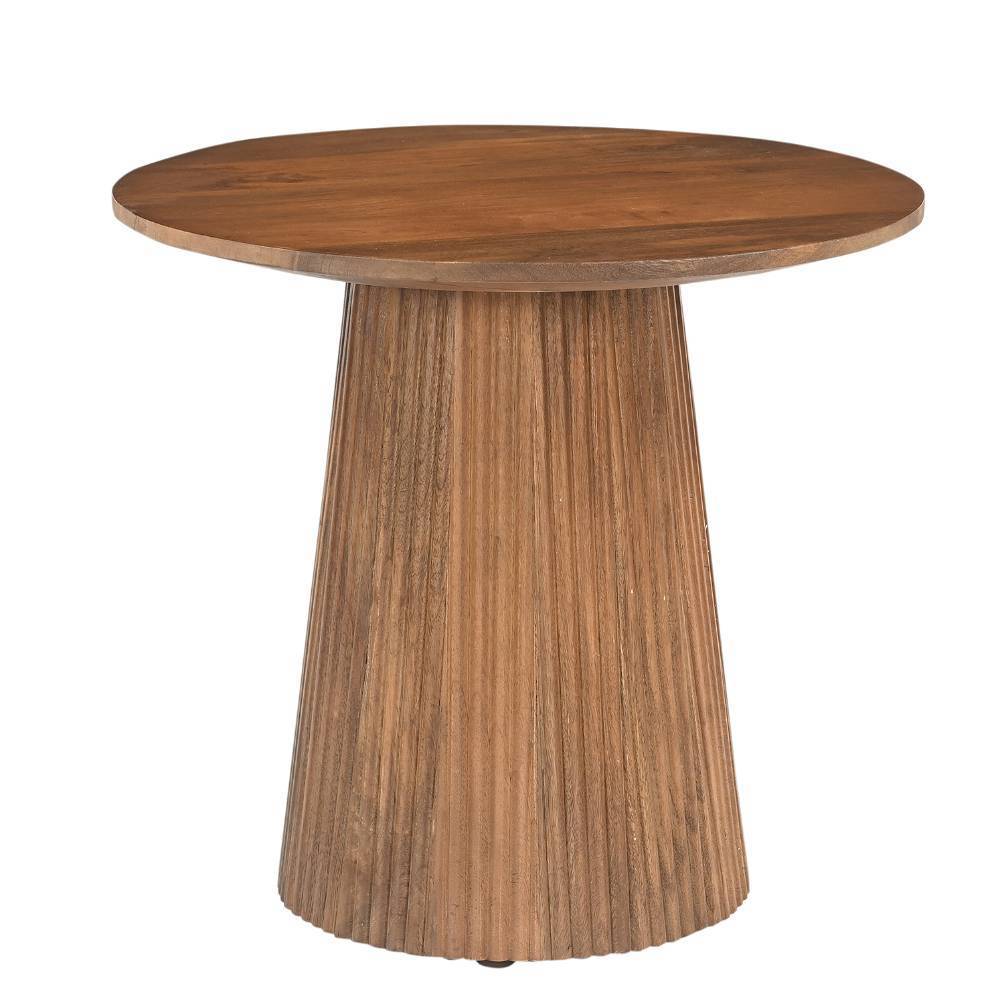 Holz Beistelltisch Bertylan in runder Form 46 cm hoch