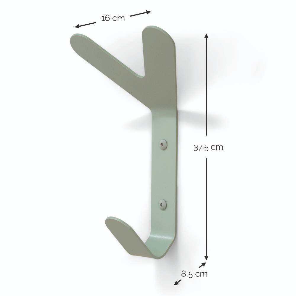 Metall Wandgarderobe Hisa in Graugrün pulverbeschichtet