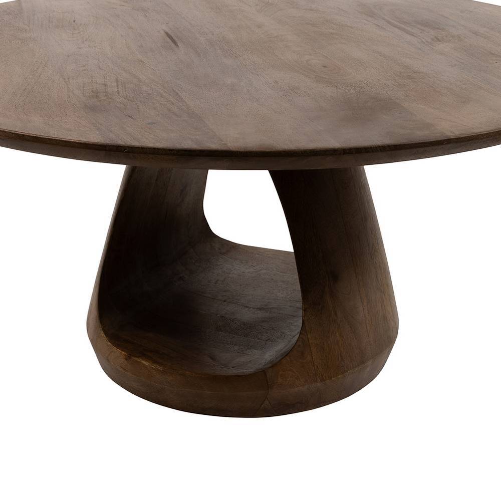 Designercouchtisch Magnus in runder Form aus Mangobaum Massivholz