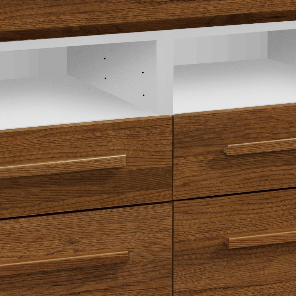 TV Phonoschrank Atlinius mit vier Schubladen und zwei offenen Fächern