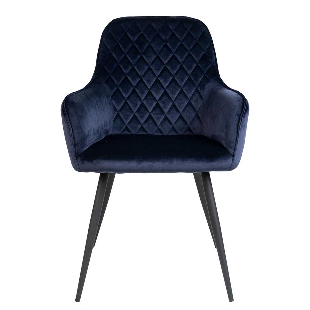 Polsterstühle Langos in Dunkelblau Samt modern (2er Set)