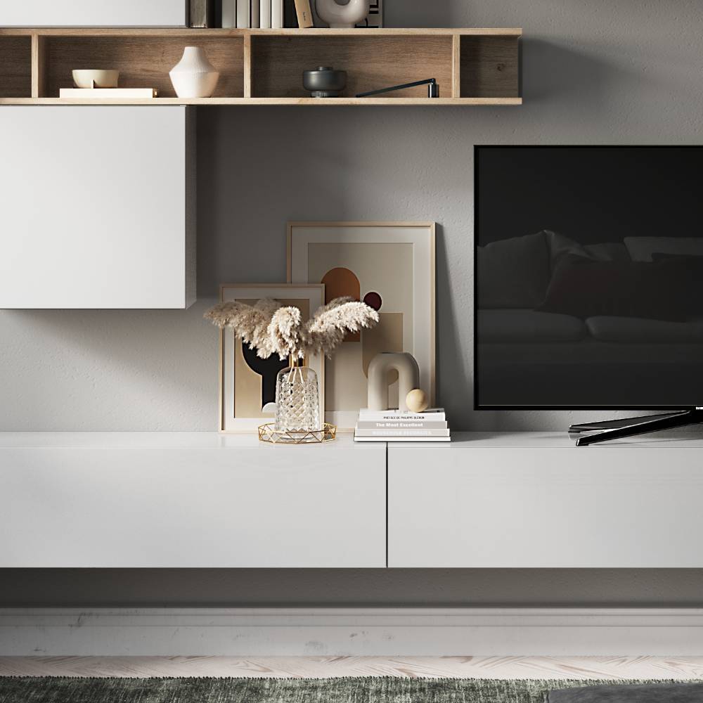 Wohnwand Simonas in modernem Design für die Wandmontage (siebenteilig)