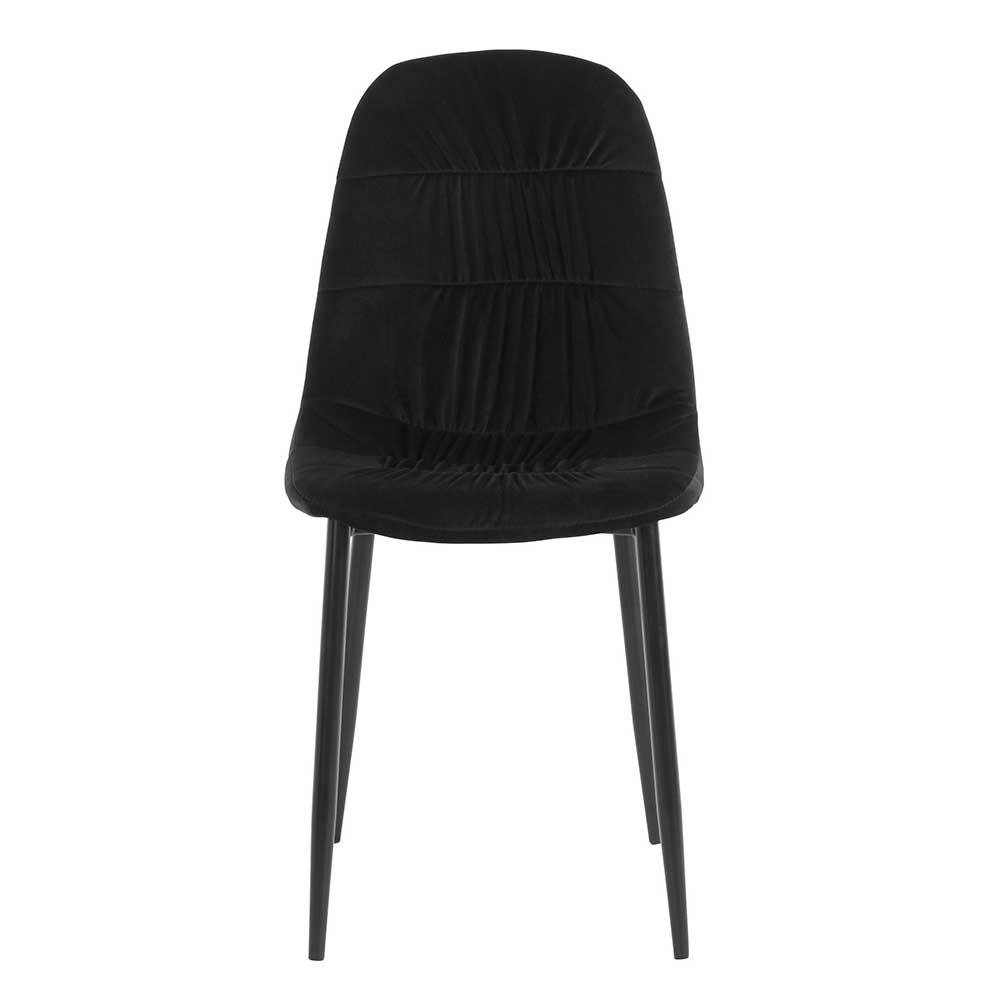 Schwarze Stühle Widgo aus Samt und Metall 47 cm Sitzhöhe (2er Set)