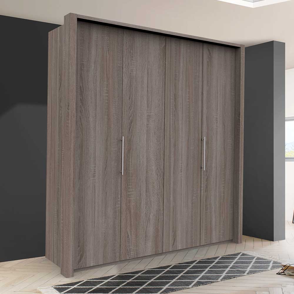 Moderner Jugendkleiderschrank Vasilio in Eiche Trüffelfarben mit Falttüren