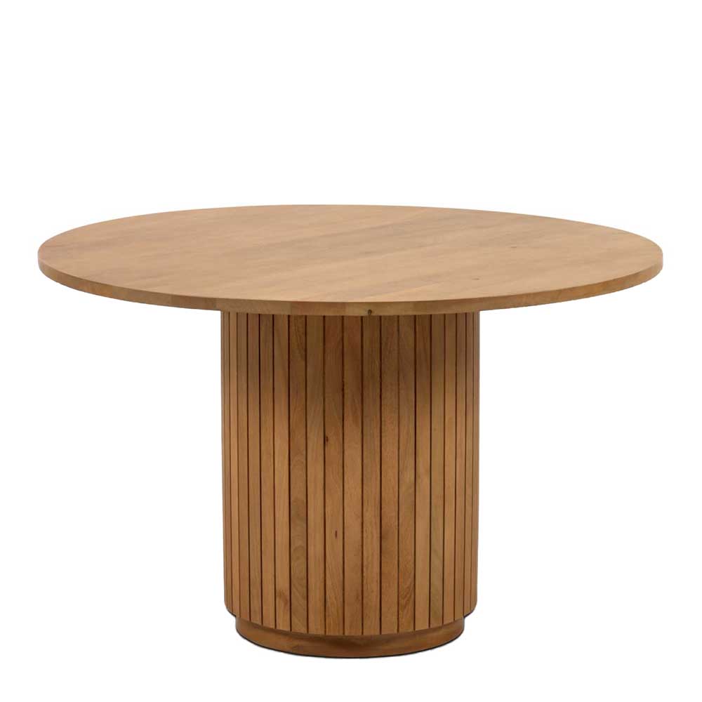 Runder Esszimmer Tisch Firessa aus Mangobaum Massivholz 120 cm breit