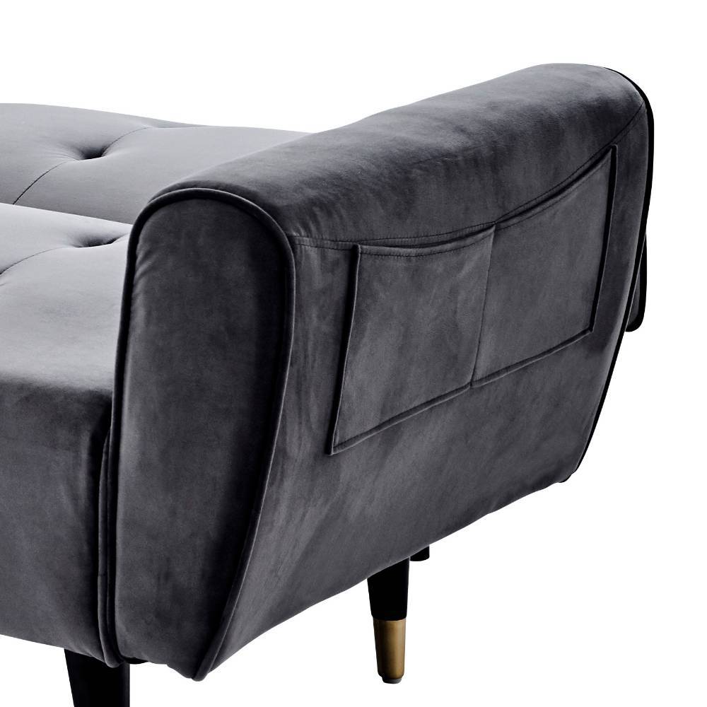 Schlafsofa Lessima in Grau mit aufwendigen Steppungen