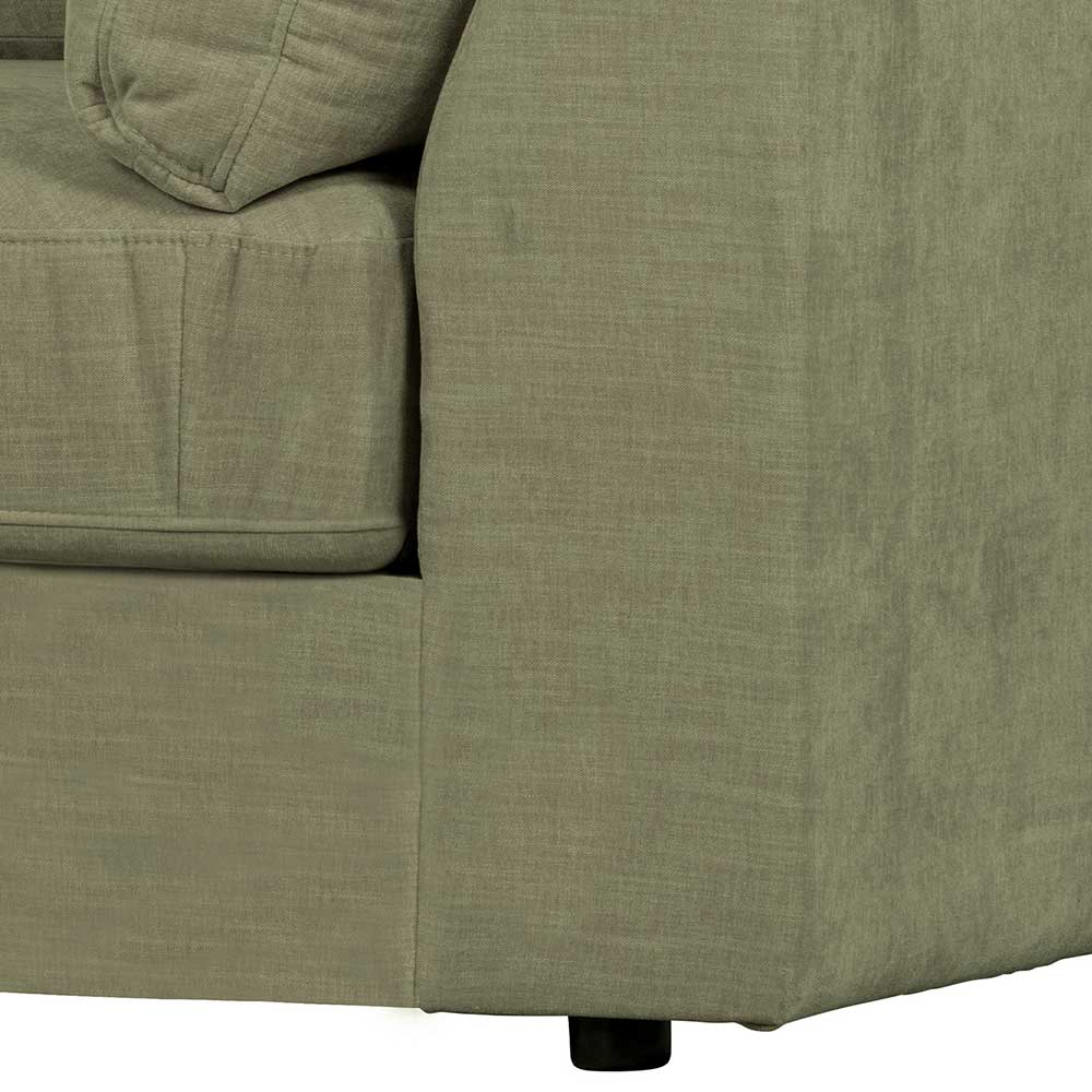 Eckelement Sofa Karyon in Graugrün Rücken echt bezogen