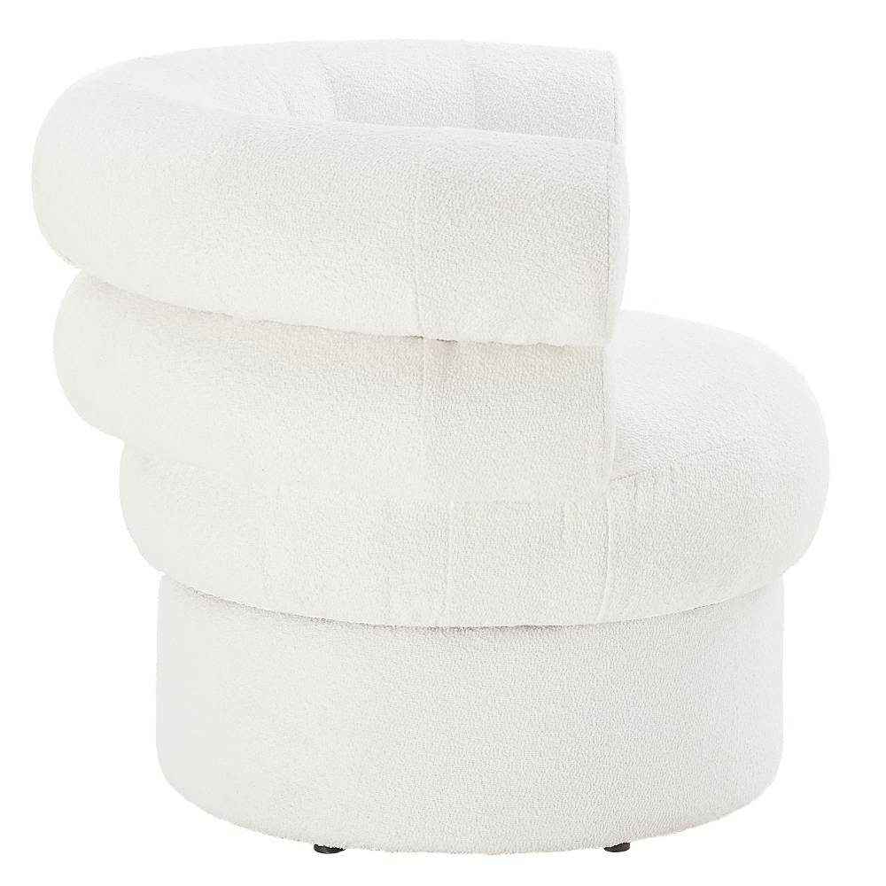 Skandi Design Sessel Flacona in Weiß aus Boucle Stoff