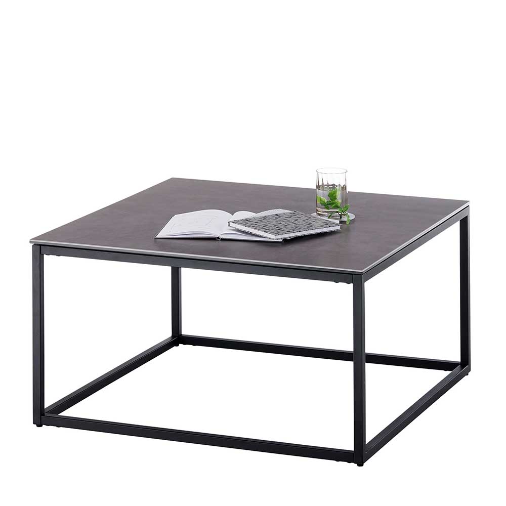 Wohnzimmer Tisch Acena in Anthrazit und Schwarz mit Metall Bügelgestell