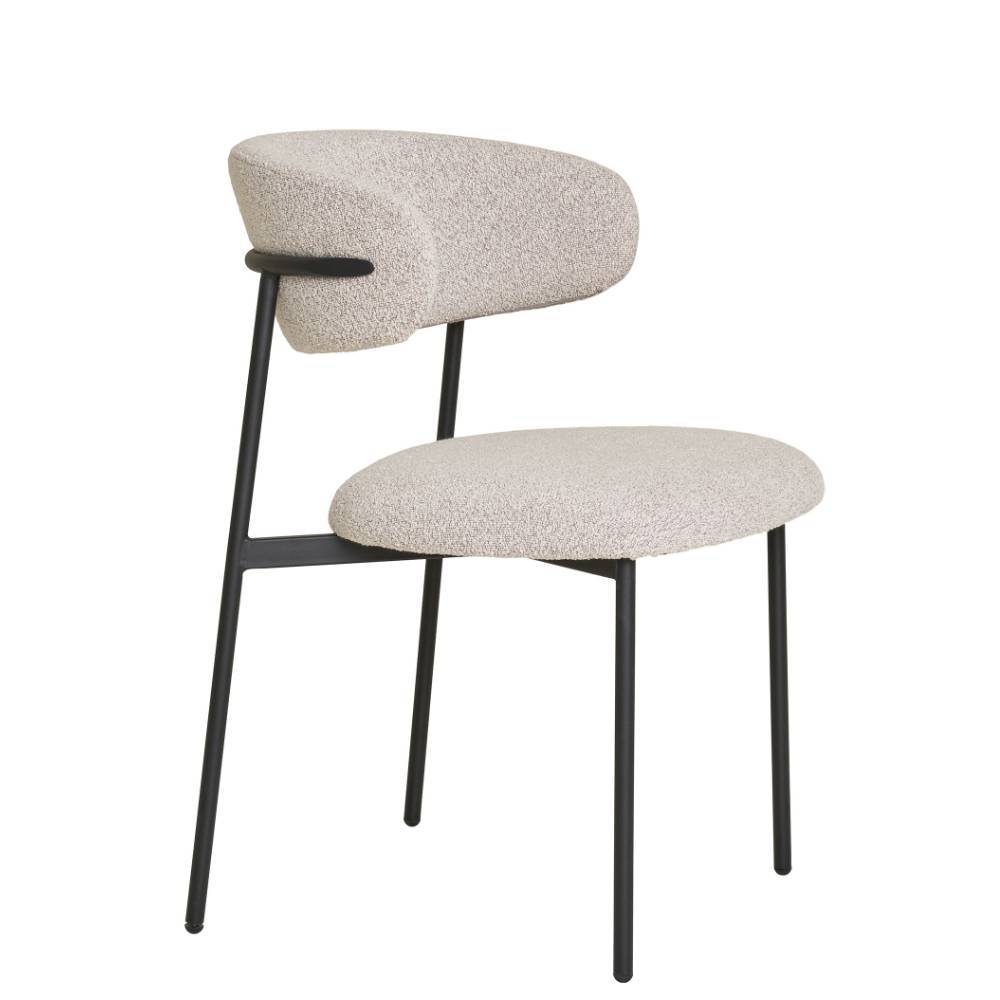 Polsterstuhl Esszimmer Eleon in Beige aus Boucle Stoff (2er Set)