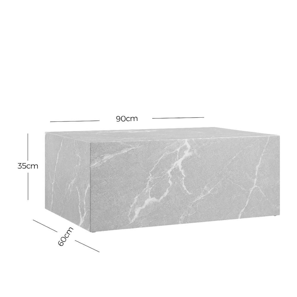 Wohnzimmertisch Yamescoa in Marmor Optik 90 cm breit