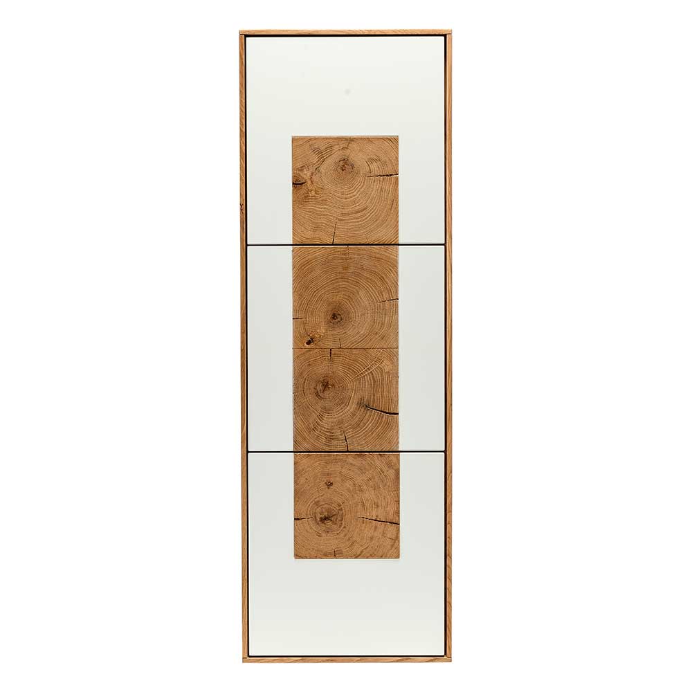 Hängeschrank Varanna in Weiß mit Asteiche Massivholz