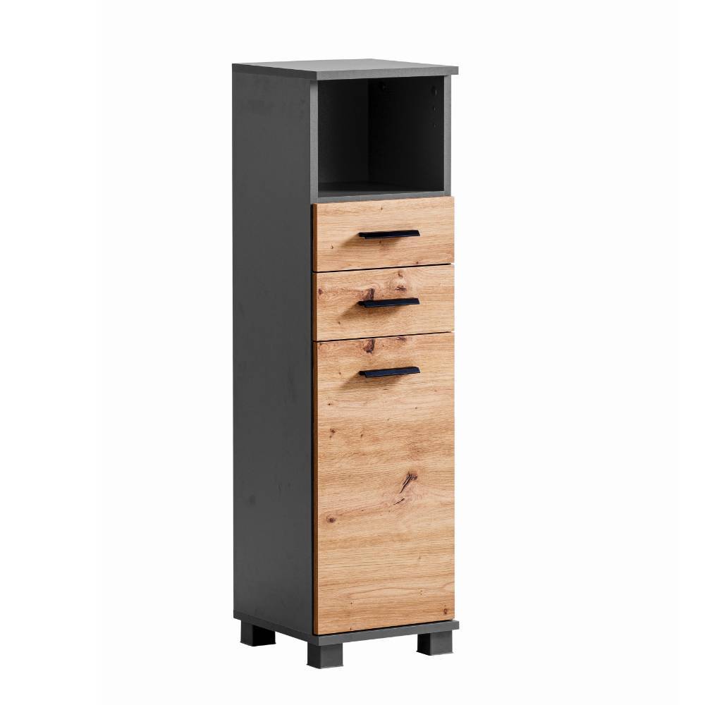 Midibadschrank Mayora in Anthrazit und Wildeichefarben