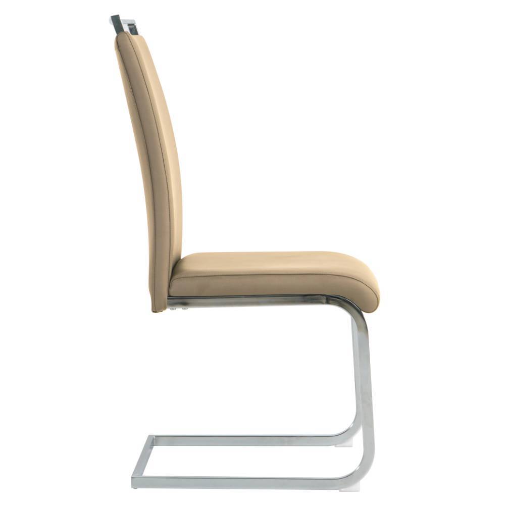 Freischwinger Stuhl Califonia in Taupe und Chromfarben (2er Set)