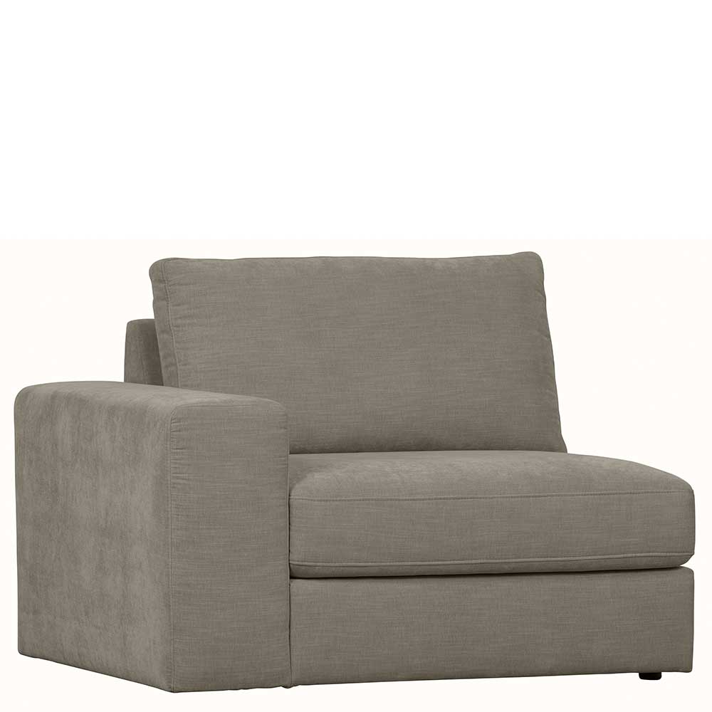 Sofa Element mit Armlehne links Fredoco in Grau Rücken echt bezogen