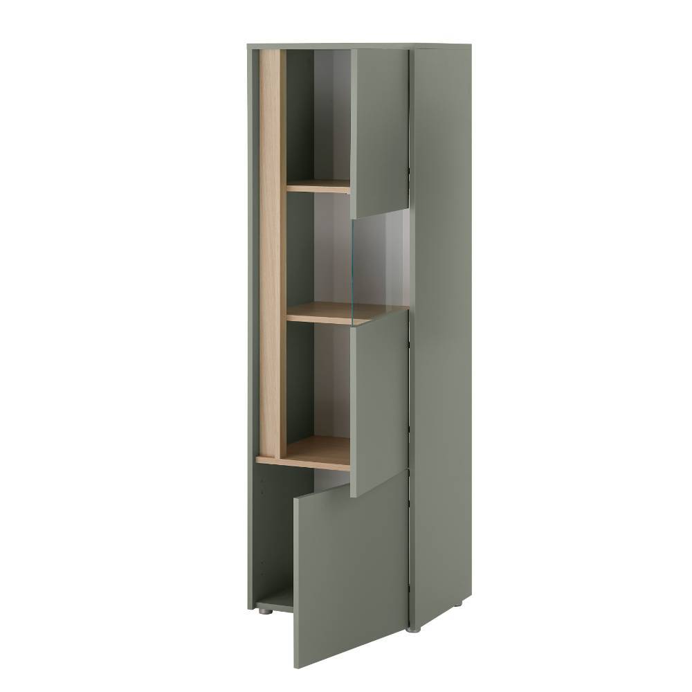Wohnzimmer Anbauwand Ulfava in Graugrün und Eichefarben (vierteilig)