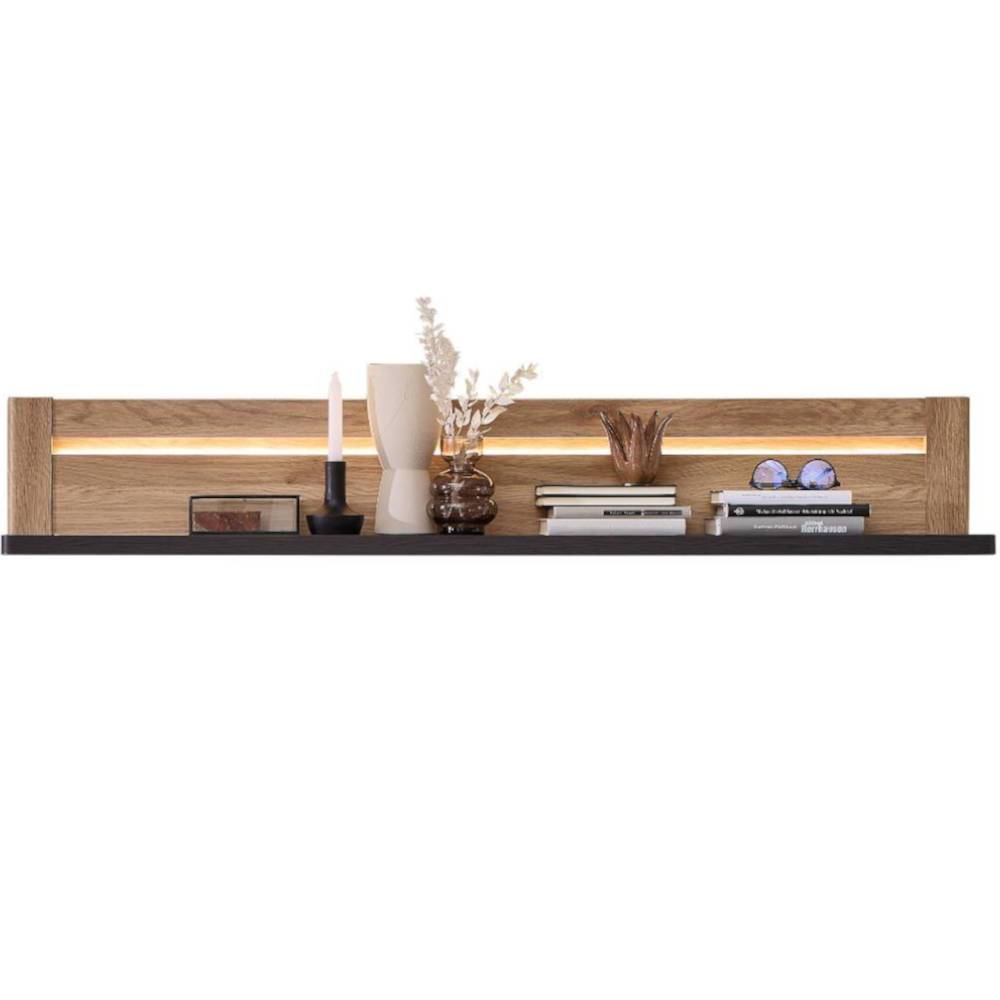 Wandregal Helias mit LED Beleuchtung 148 cm breit